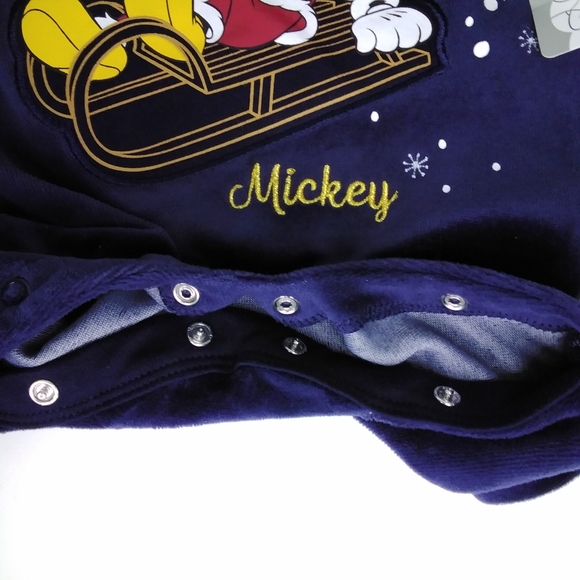 Disney Baby Mickey Mouse Christmas 2pc Set Coverall Jumpsuit Newborn (Blue) - Picture 7 of 8